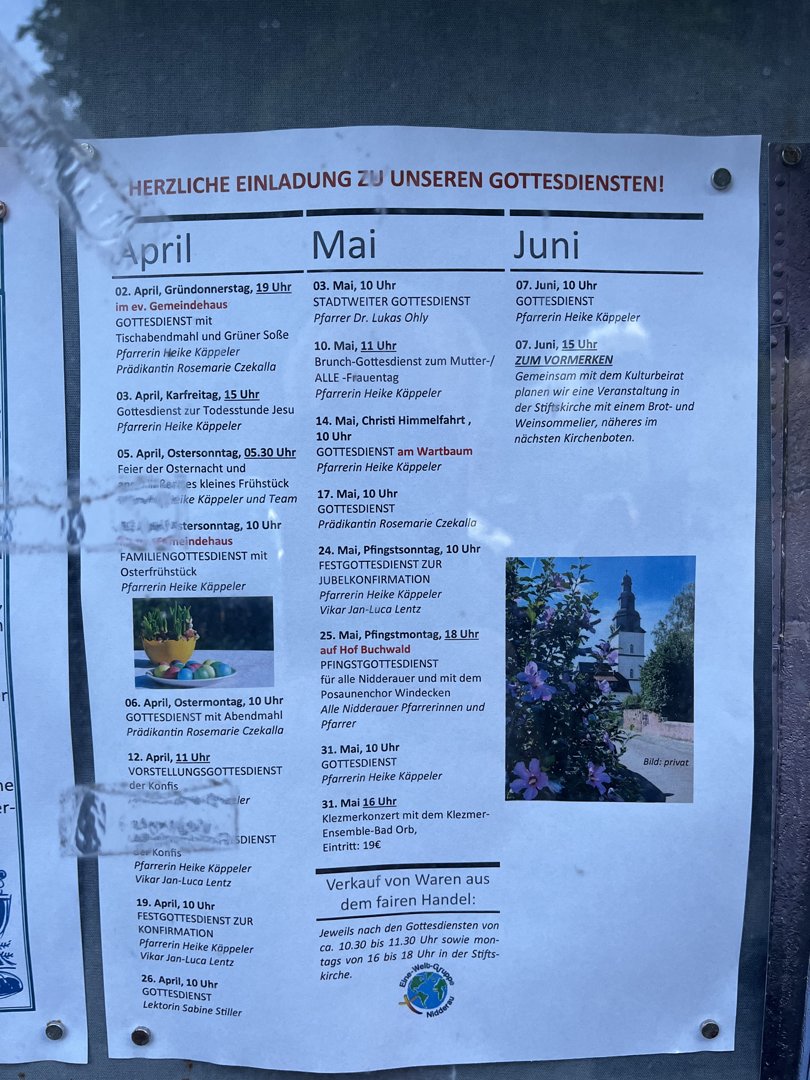 Veranstaltungsplakat: Gottesdienst