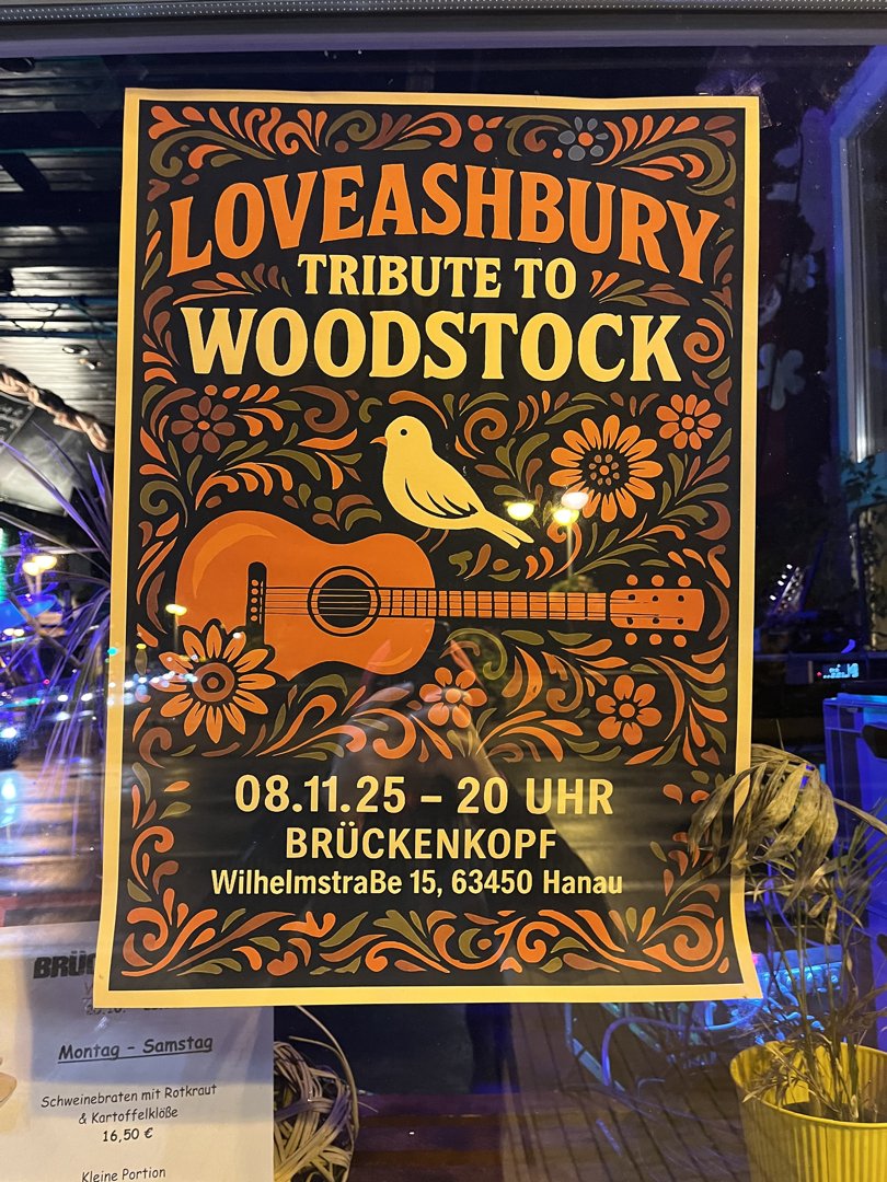 Veranstaltungsplakat: Loveashbury Tribute to Woodstock