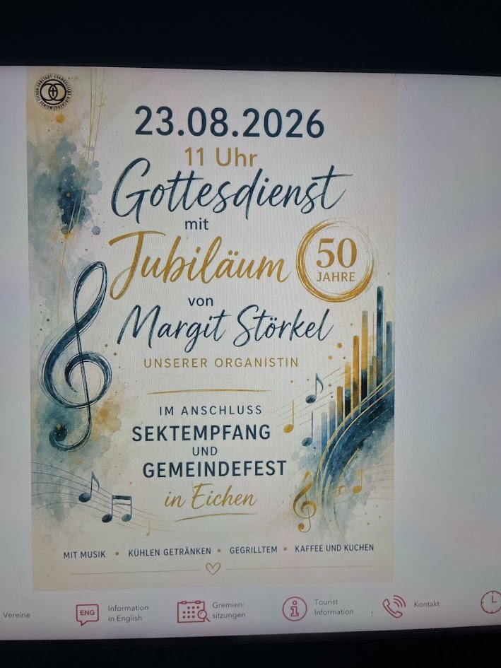 Veranstaltungsplakat: Gottesdienst mit Jubiläum (50 Jahre) von Margit Störkel