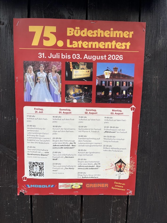 Veranstaltungsplakat: 75. Büdesheimer Laternenfest - Samstag