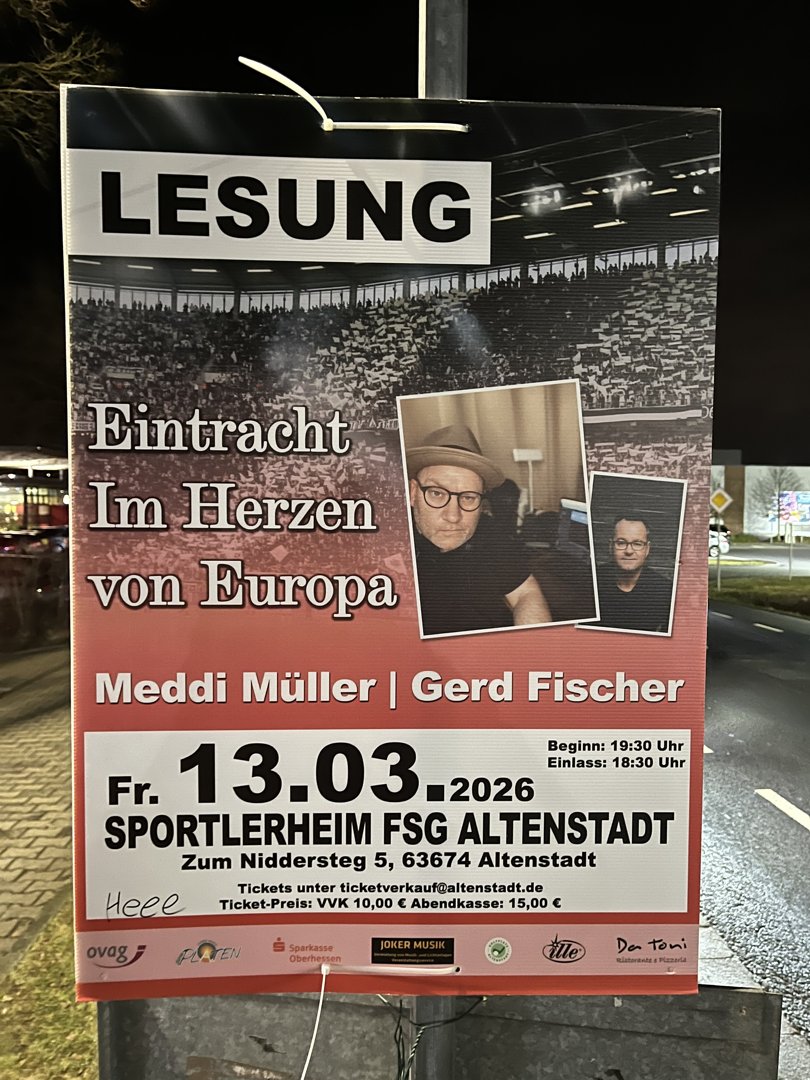 Veranstaltungsplakat: Lesung - Im Herzen von Europa