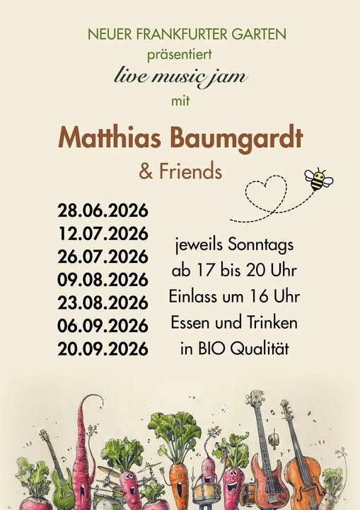 Veranstaltungsplakat: Live Music Jam mit Matthias Baumgardt & Friends