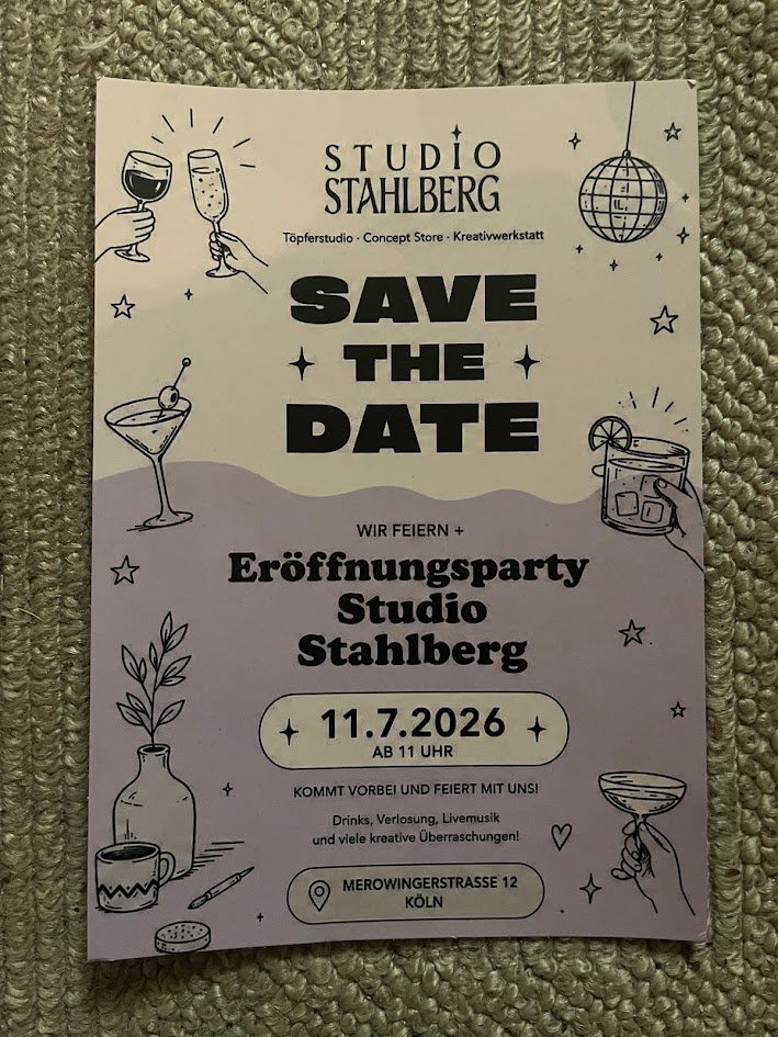 Veranstaltungsplakat: Eröffnungsparty Studio Stahlberg