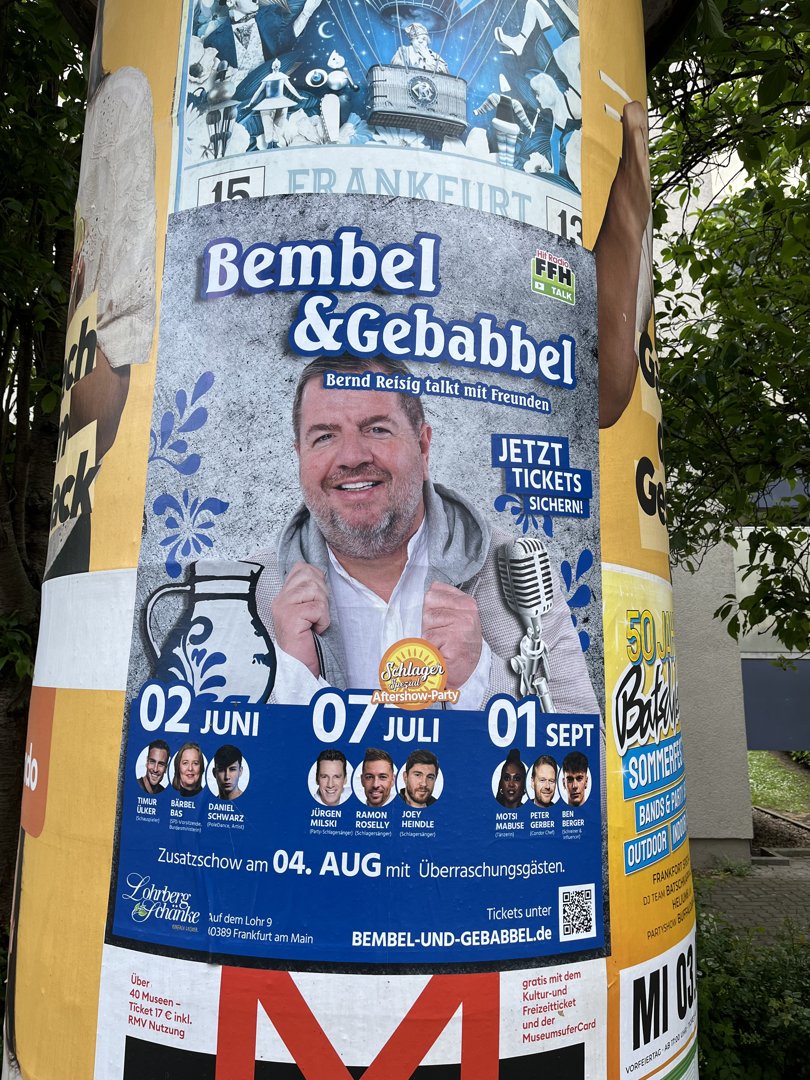Veranstaltungsplakat: Bembel & Gebabbel - Bernd Reisig talkt mit Freunden