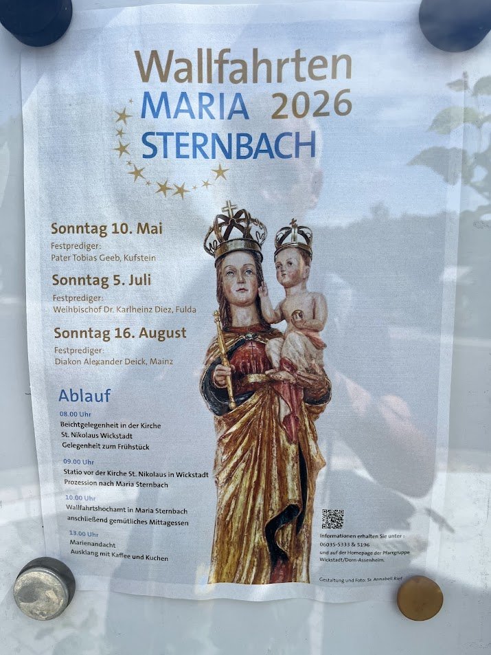 Veranstaltungsplakat: Wallfahrten Maria Sternbach